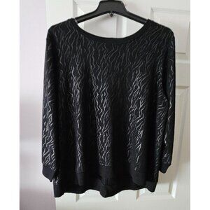 Jane + Delancey Black Abstract Print Tunic Top Sz 1X Lagenlook Cozy Comfort